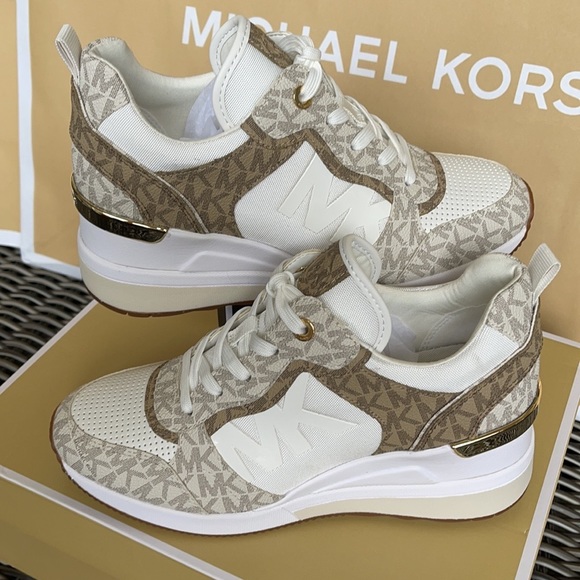 Michael Kors Crista Trainer Tech Canvas/MK Print 49F1CRFS1D OP WHITE/ECRU WMNS - Picture 13 of 16